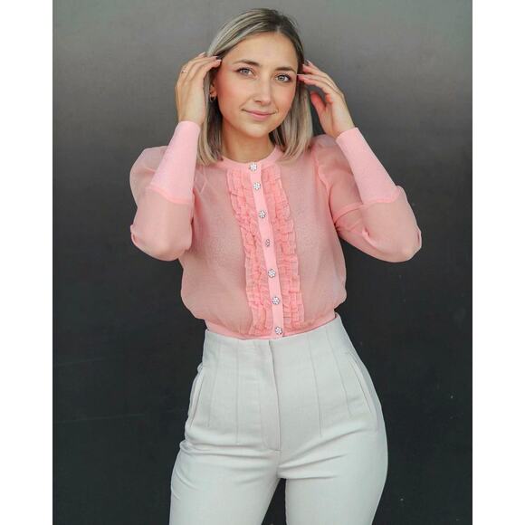 ZARA Semi-Sheer Top with Jewel Buttons NWT LAST ONE!!! - Picture 8 of 16